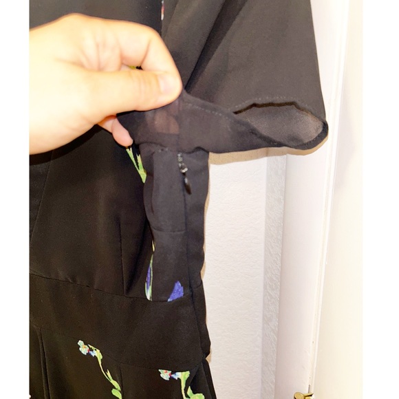 FLORYDAY MultiColor Floral & vines square cap sleeve tea length dress SZ: Medium - Picture 7 of 12